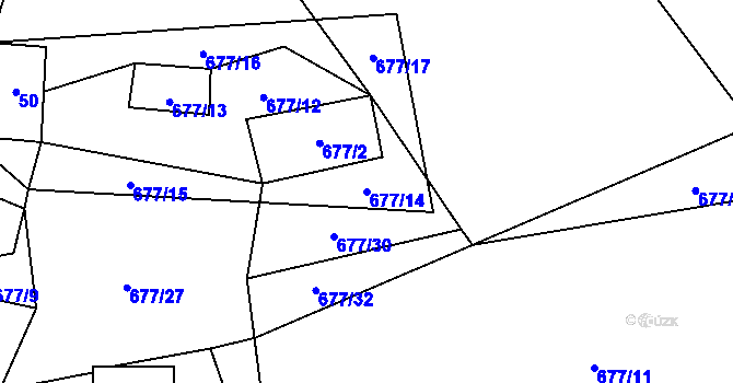 Parcela st. 677/14 v KÚ Lhota u Vsetína, Katastrální mapa