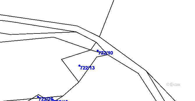 Parcela st. 722/10 v KÚ Lhota u Vsetína, Katastrální mapa