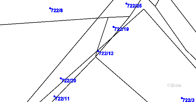 Parcela st. 722/12 v KÚ Lhota u Vsetína, Katastrální mapa