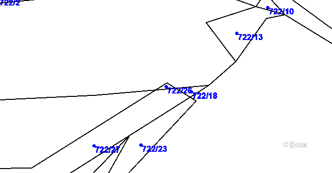 Parcela st. 722/26 v KÚ Lhota u Vsetína, Katastrální mapa