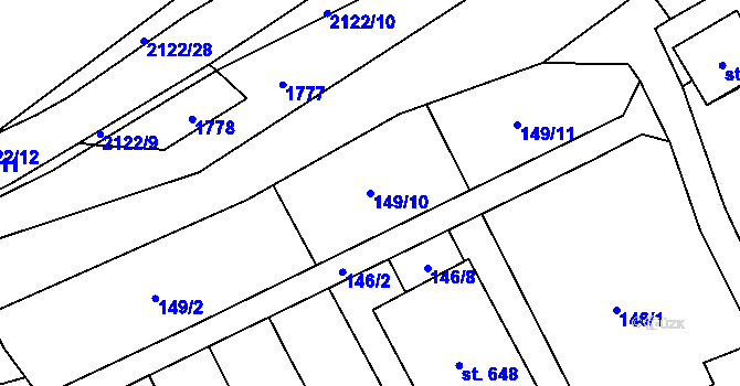 Parcela st. 149/10 v KÚ Lhota u Vsetína, Katastrální mapa
