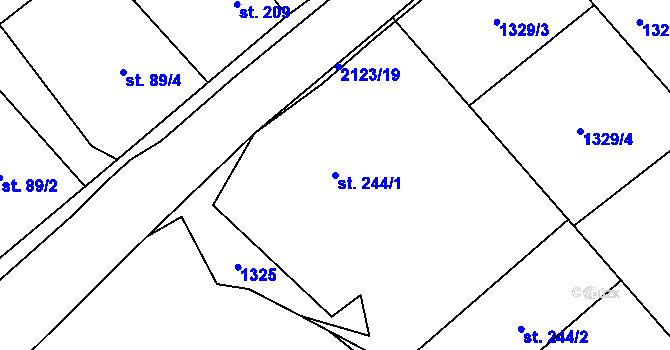Parcela st. 244/1 v KÚ Lhota u Vsetína, Katastrální mapa