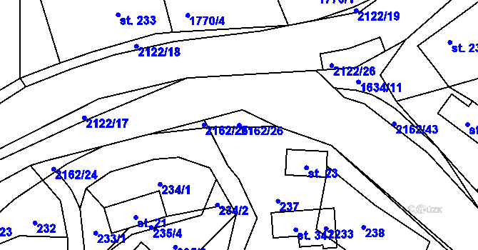 Parcela st. 2162/26 v KÚ Lhota u Vsetína, Katastrální mapa