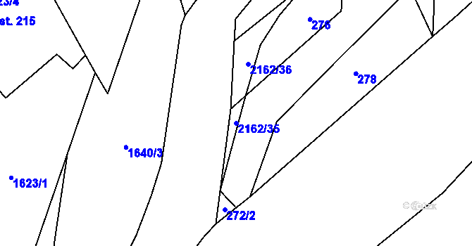 Parcela st. 2162/35 v KÚ Lhota u Vsetína, Katastrální mapa