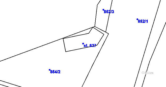 Parcela st. 637 v KÚ Lhota u Vsetína, Katastrální mapa