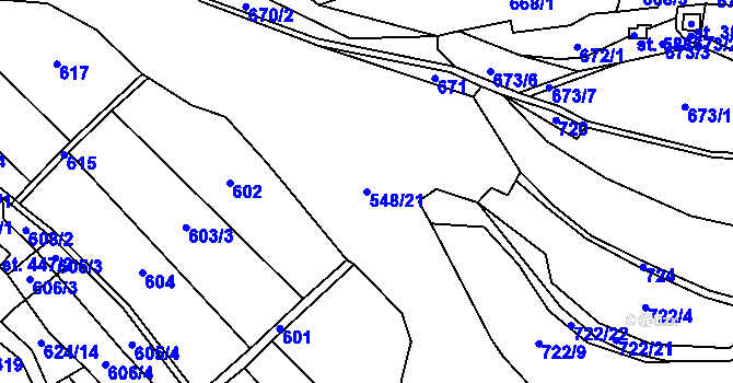 Parcela st. 548/21 v KÚ Lhota u Vsetína, Katastrální mapa