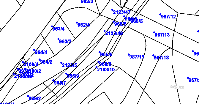 Parcela st. 965/6 v KÚ Lhota u Vsetína, Katastrální mapa