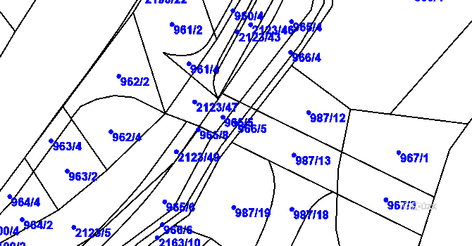 Parcela st. 966/5 v KÚ Lhota u Vsetína, Katastrální mapa