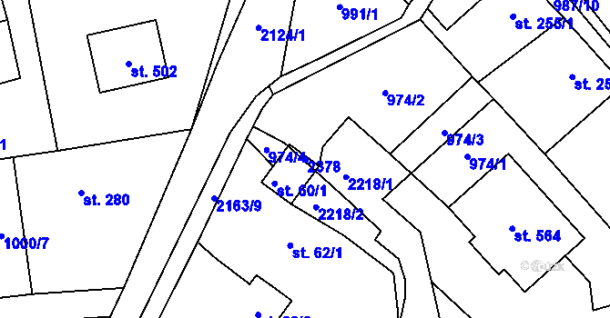 Parcela st. 60/2 v KÚ Lhota u Vsetína, Katastrální mapa
