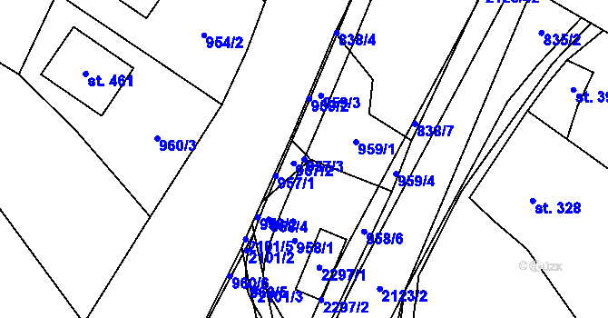 Parcela st. 957/3 v KÚ Lhota u Vsetína, Katastrální mapa