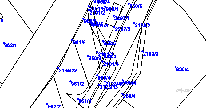 Parcela st. 958/3 v KÚ Lhota u Vsetína, Katastrální mapa