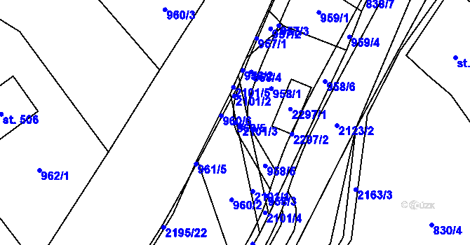 Parcela st. 960/5 v KÚ Lhota u Vsetína, Katastrální mapa