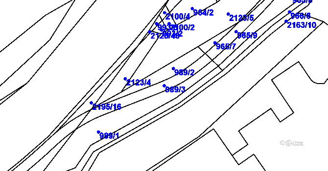Parcela st. 989/3 v KÚ Lhota u Vsetína, Katastrální mapa