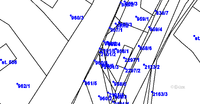 Parcela st. 2101/2 v KÚ Lhota u Vsetína, Katastrální mapa