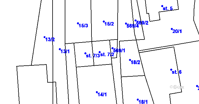 Parcela st. 7/2 v KÚ Lhotice, Katastrální mapa