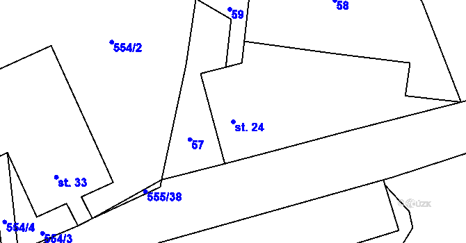 Parcela st. 24 v KÚ Lhotice, Katastrální mapa