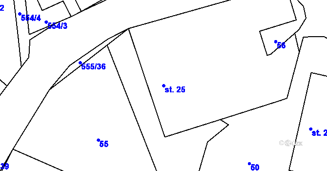 Parcela st. 25 v KÚ Lhotice, Katastrální mapa