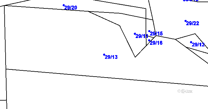 Parcela st. 29/13 v KÚ Lhotice, Katastrální mapa
