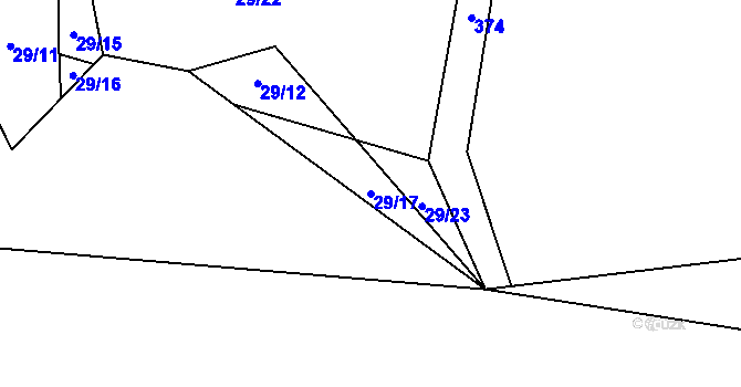 Parcela st. 29/17 v KÚ Lhotice, Katastrální mapa