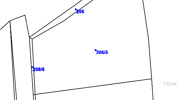 Parcela st. 206/5 v KÚ Lhotice, Katastrální mapa