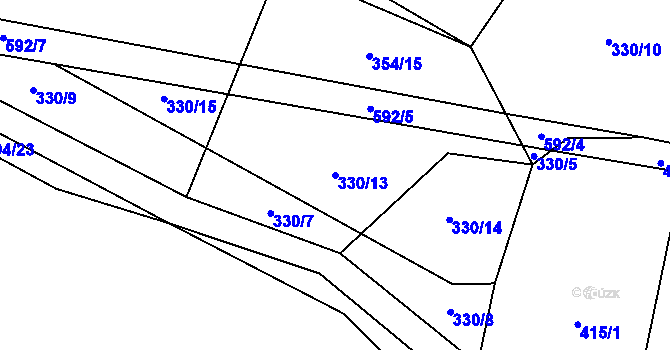 Parcela st. 330/13 v KÚ Lhotice, Katastrální mapa