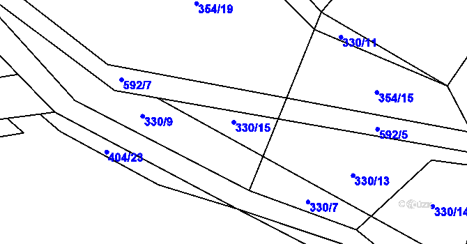 Parcela st. 330/15 v KÚ Lhotice, Katastrální mapa