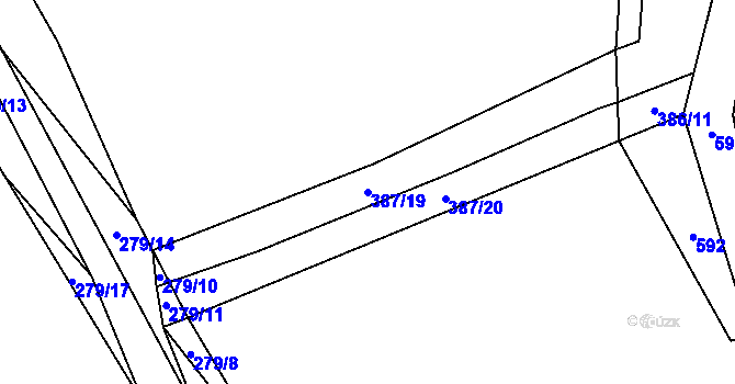 Parcela st. 387/19 v KÚ Lhotice, Katastrální mapa