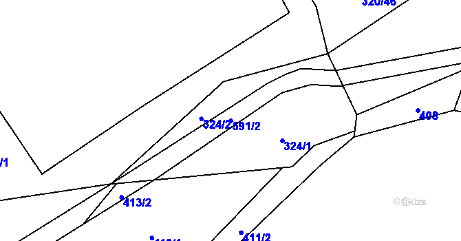 Parcela st. 591/2 v KÚ Lhotice, Katastrální mapa