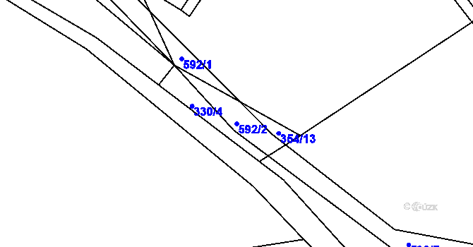 Parcela st. 592/2 v KÚ Lhotice, Katastrální mapa