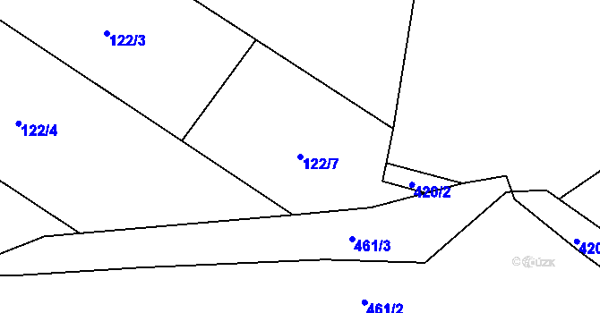 Parcela st. 122/7 v KÚ Miletín u Humpolce, Katastrální mapa