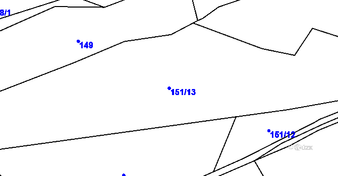 Parcela st. 151/13 v KÚ Miletín u Humpolce, Katastrální mapa