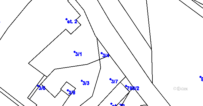 Parcela st. 3/4 v KÚ Lhotice u Jemnice, Katastrální mapa
