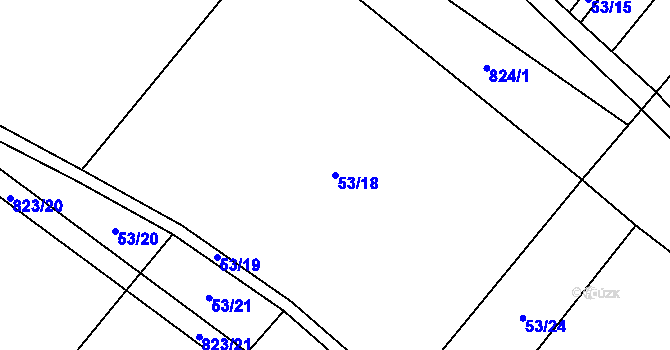 Parcela st. 53/18 v KÚ Lhotice u Jemnice, Katastrální mapa