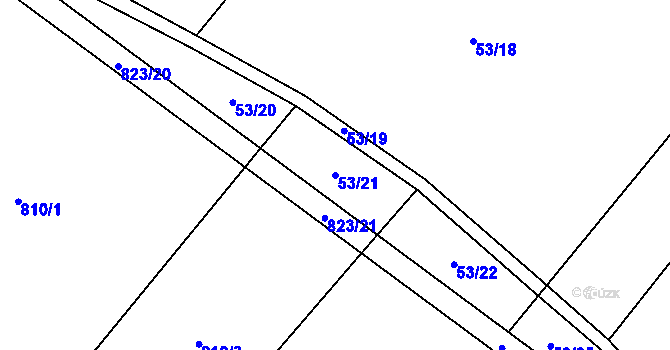 Parcela st. 53/21 v KÚ Lhotice u Jemnice, Katastrální mapa