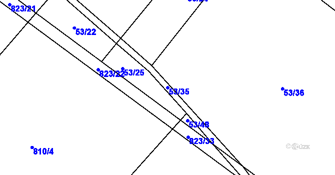Parcela st. 53/35 v KÚ Lhotice u Jemnice, Katastrální mapa