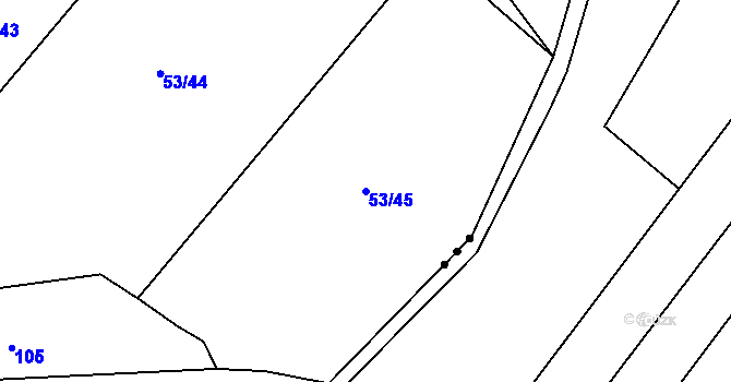 Parcela st. 53/45 v KÚ Lhotice u Jemnice, Katastrální mapa