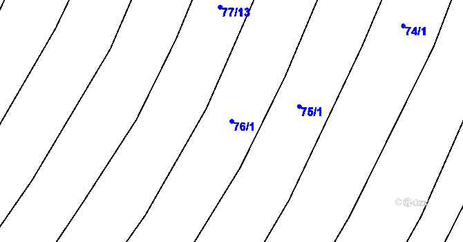 Parcela st. 76/1 v KÚ Lhotice u Jemnice, Katastrální mapa