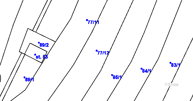 Parcela st. 77/12 v KÚ Lhotice u Jemnice, Katastrální mapa