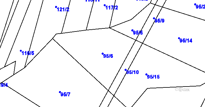 Parcela st. 95/6 v KÚ Lhotice u Jemnice, Katastrální mapa