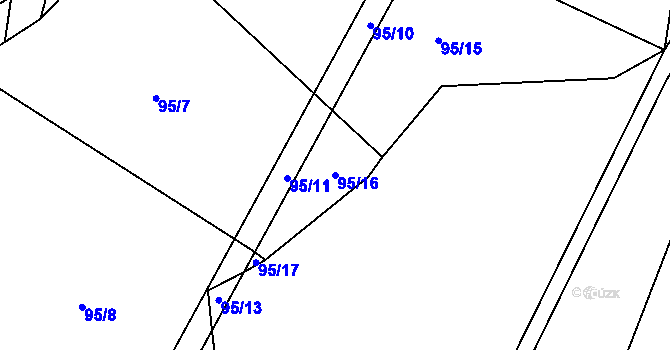 Parcela st. 95/16 v KÚ Lhotice u Jemnice, Katastrální mapa