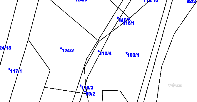 Parcela st. 110/4 v KÚ Lhotice u Jemnice, Katastrální mapa