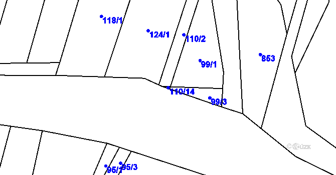 Parcela st. 110/14 v KÚ Lhotice u Jemnice, Katastrální mapa