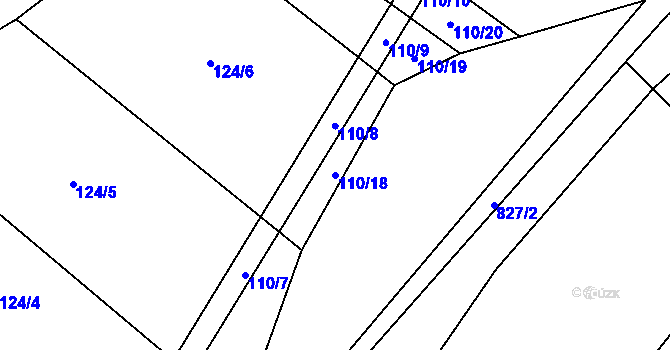 Parcela st. 110/18 v KÚ Lhotice u Jemnice, Katastrální mapa