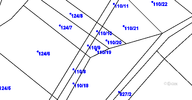 Parcela st. 110/19 v KÚ Lhotice u Jemnice, Katastrální mapa