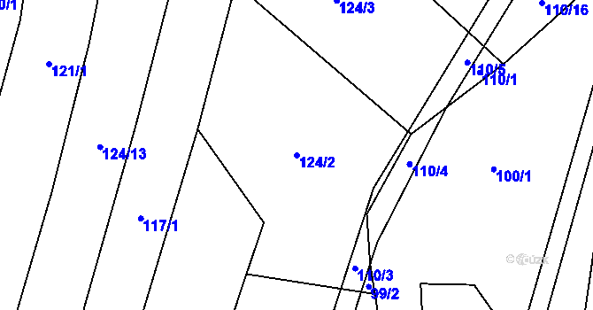 Parcela st. 124/2 v KÚ Lhotice u Jemnice, Katastrální mapa