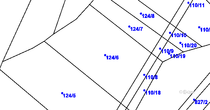 Parcela st. 124/6 v KÚ Lhotice u Jemnice, Katastrální mapa