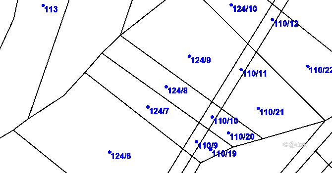 Parcela st. 124/8 v KÚ Lhotice u Jemnice, Katastrální mapa