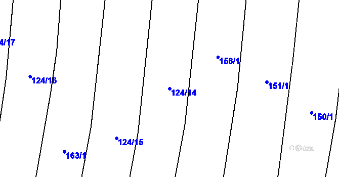 Parcela st. 124/14 v KÚ Lhotice u Jemnice, Katastrální mapa