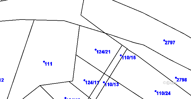 Parcela st. 124/21 v KÚ Lhotice u Jemnice, Katastrální mapa