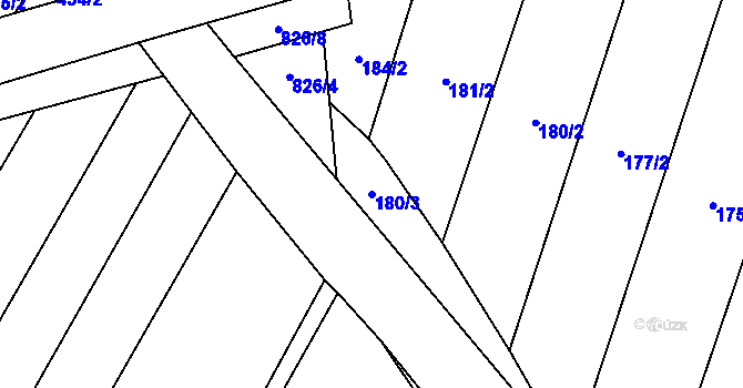 Parcela st. 180/3 v KÚ Lhotice u Jemnice, Katastrální mapa
